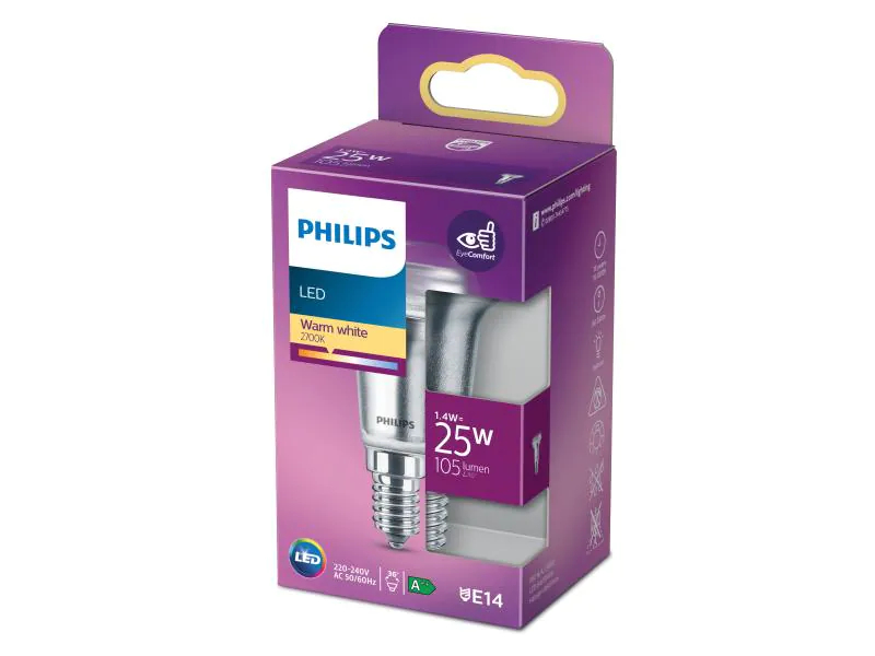 Philips Lampe 1.4 W (25 W) E14 Warmweiss, Lampensockel: E14, Lampenform: Reflektor, Lichtstärke: 105 lm, Dimmbar: Nein, Zusätzliche Ausstattung: Keine, Leuchtmittel Technologie: LED