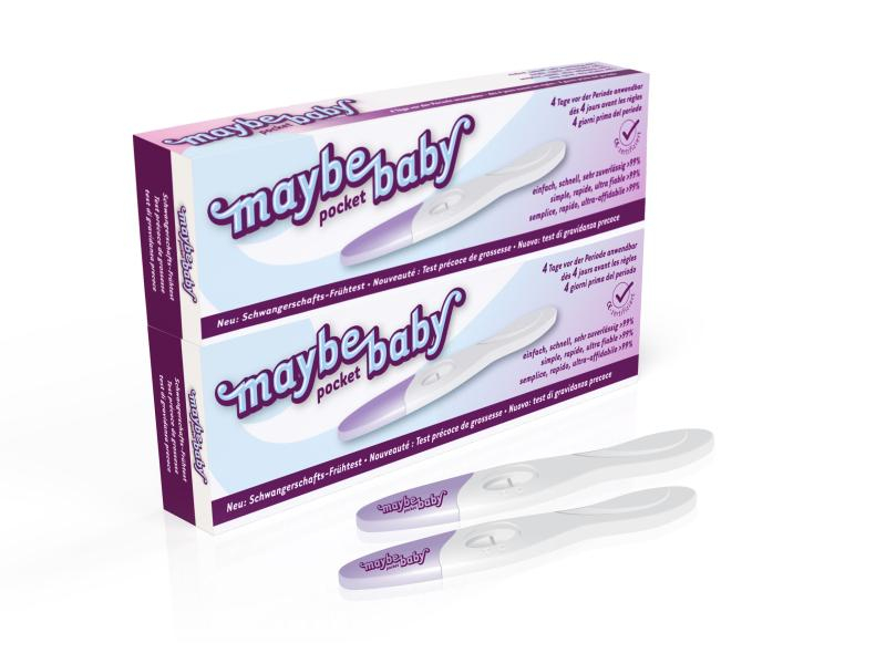 maybe-baby Schwangerschaftstest Pocket Frühtest 2er Pack, Packungsgrösse: 2 Stück, Anzeige: Analog, Testtyp: Schwangerschaftstest