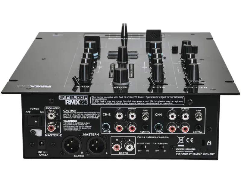 Reloop DJ-Mixer RMX-22i, Bauform: Clubmixer, Signalverarbeitung: Digital, Anzahl Kanäle: 2