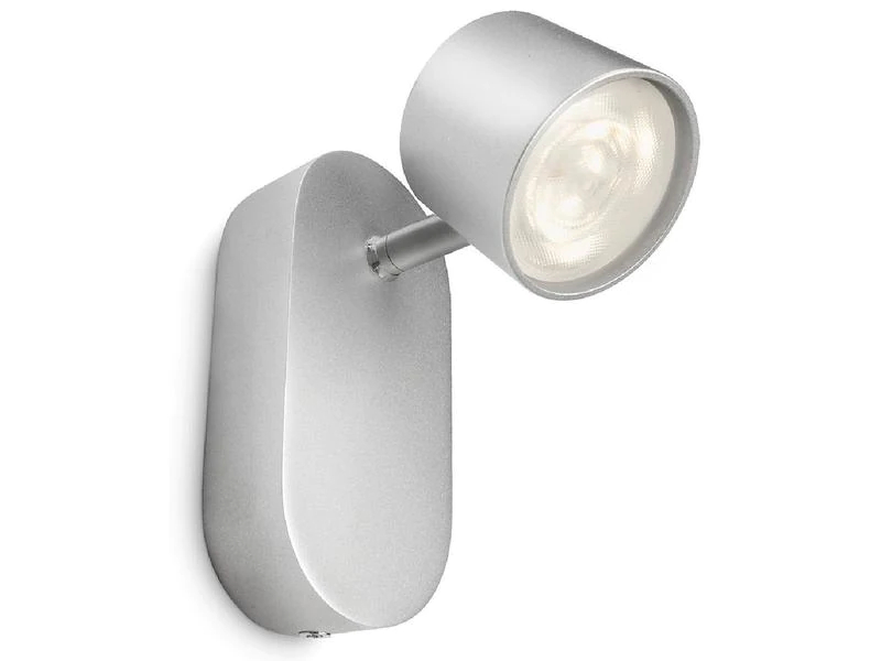 Philips Aufbauspot Star, 4.5 W, 500 lm, 2700 K, Silber, Leuchten Kategorie: Deckenleuchte, Wandleuchte, Betriebsart: Netzbetrieb, Lampensockel: LED fest verbaut, Farbtemperatur Kelvin: 2700 K, Gesamtleistung: 4.5 W, Farbwiedergabeindex CRI: 0