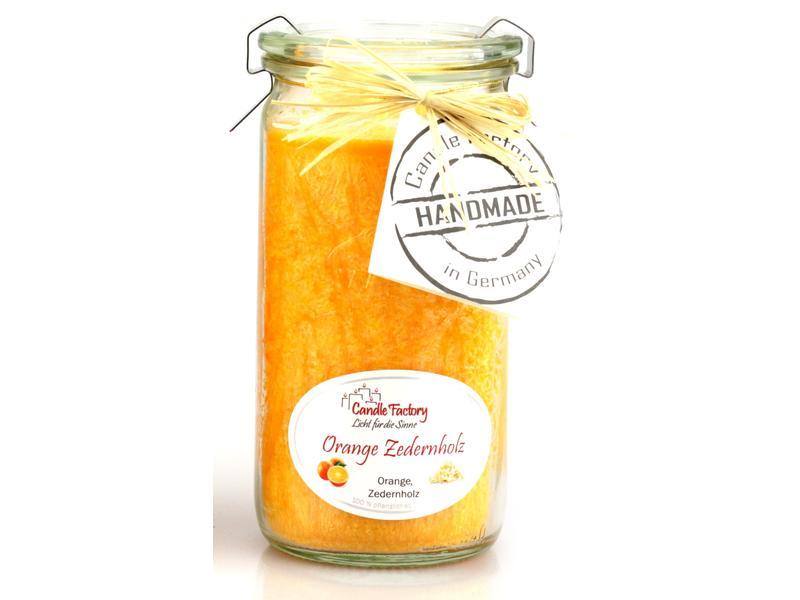 Candle Factory Duftkerze Orange und Zedernholz Mini Jumbo, Höhe: 13.5 cm, Durchmesser: 7 cm, Typ: Duftkerze, Duft: Zedernholz, Orange, Verpackungseinheit: 1 Stück
