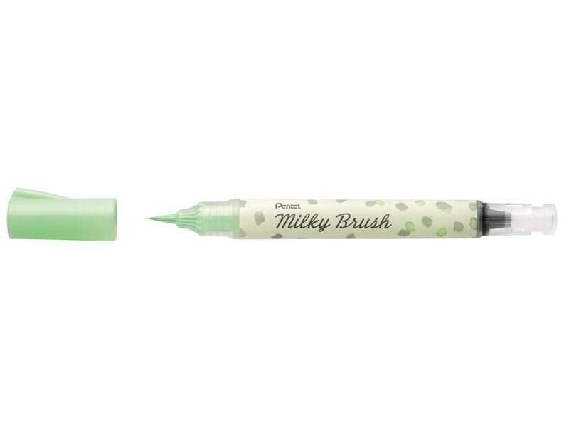 pentel Pinselstift Milky Brush Grün, Set: Nein, Effekte: Pastell, Anwender: Grafiker, Künstler, Detailfarbe: Grün, Art: Pinselstift