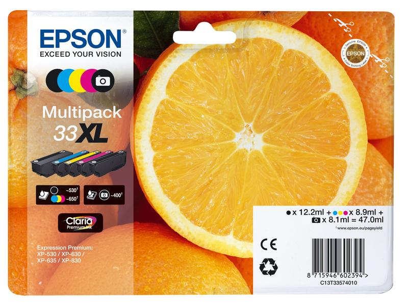 Epson 33XL | Combopack 5 Set Epson Tintenpatrone, schwarz, cyan, magenta, gelb und photo schwarz