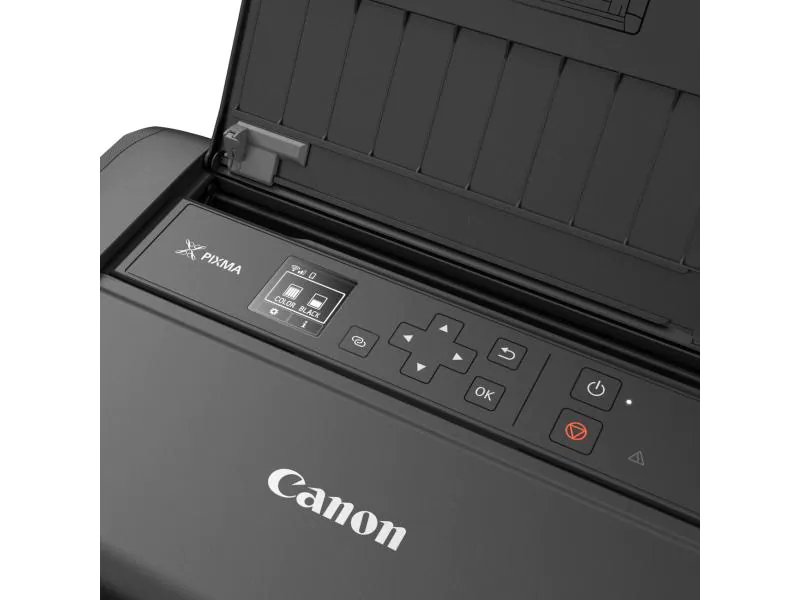 Canon Mobiler Drucker PIXMA TR150 mit Akku, Druckertyp: Farbig, Drucktechnik: Tintenstrahl, Total Fassungsvermögen Papierzuführungen: 50 Seiten, Tiefe: 0.21 m, Anzahl Papierzuführungen (integriert): 1, Anzahl Papierzuführungen (maximal): 1