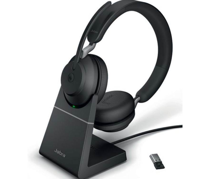 Jabra Headset Evolve2 65 Duo MS Schwarz, USB-A, Ladestation, Ausstattung Mikrofon: Noise Cancelling, Trageweise: Duo, Skype for Business, Verbindung zum Endgerät: Bluetooth; USB, Tragestil: Überkopfbügel, Trageform: On-Ear, Geeignet für: Büro; Home O