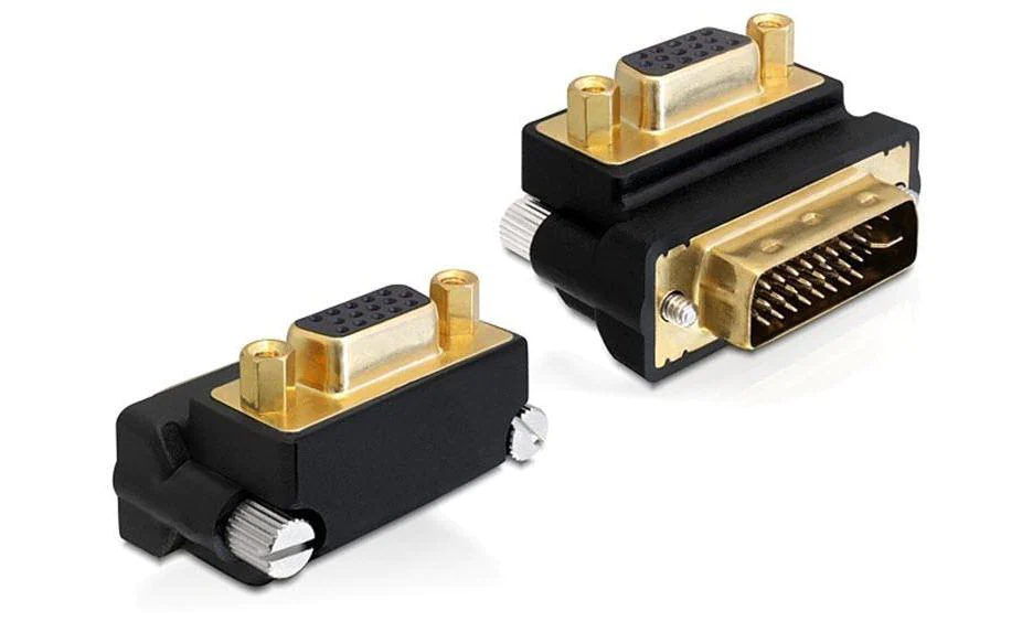 Adapter DVI-I Stecker auf VGA Buchse, 270 Grad Winkeladapter