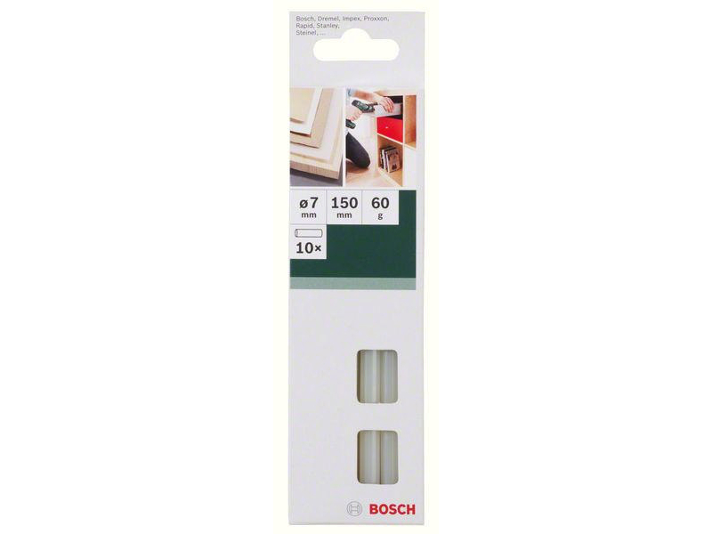 Bosch Klebesticks universal milchig, Kompatibel zu: GluePen, Zubehörtyp: Klebesticks, Verpackungseinheit: 10 Stück, Ø 7mm, 150mm lang, 60g