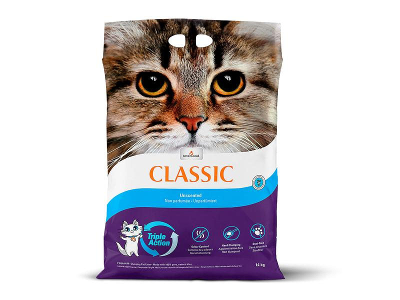 Intersand Katzenstreu Classic unparfumiert 14 kg, Parfümiert: Ja, Packungsgrösse: 14, Eigenschaften: Klumpend