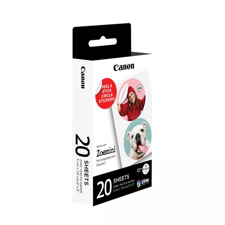 Canon ZINK™ Fotopapier mit vorgestanzten runden Stickern mit 33 mm Durchmesser, 20 Blatt