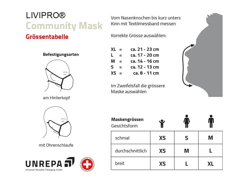 UNREPA Community Stoffmaske LIVIPRO Evolution Gr. L, Schwarz