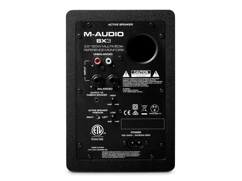 M-Audio Studiomonitore BX3 Paar, Monitor Typ: Multimedia / Desktop, Lautsprecher Wege: 2-Wege, Lautsprecher Kategorie: Aktiv