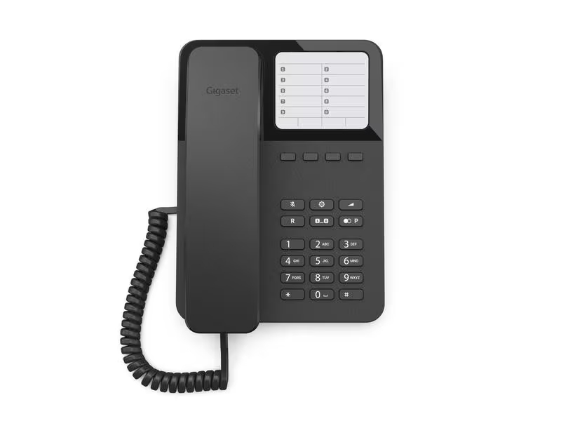 Gigaset Tischtelefon Desk 400 Schwarz, Detailfarbe: Schwarz, Funktionen Tischtelefone: Mikrofon Stummschaltung, Wandmontagefähig, Hörgerätekompatibel, Direktwahltasten