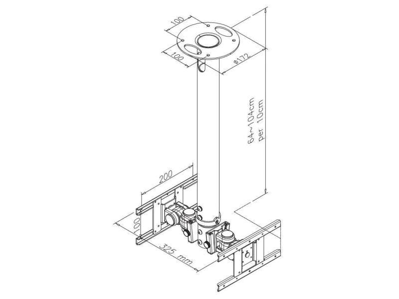 FPMA-C200D 10-37" NewStar Flatscreen Ceiling Mount (Height: 64-105 cm) Black