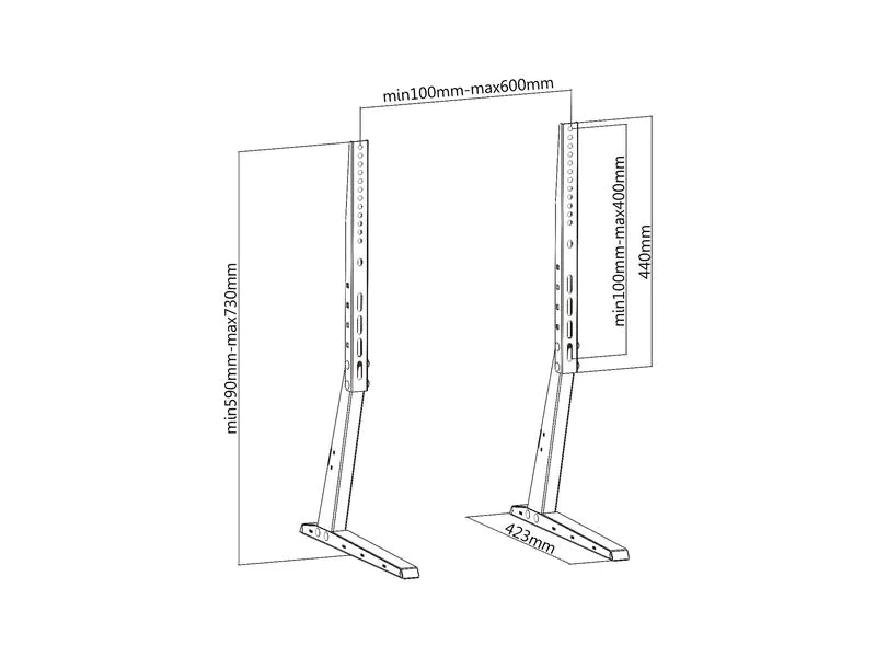 PureMounts Standfuss PM-TVS-02 Schwarz, Eigenschaften: Höhenverstellbar, Höhenverstellbar, Maximale Bildschirmgrösse: 70 ", Farbe: Schwarz, Maximale Tragkraft: 35 kg