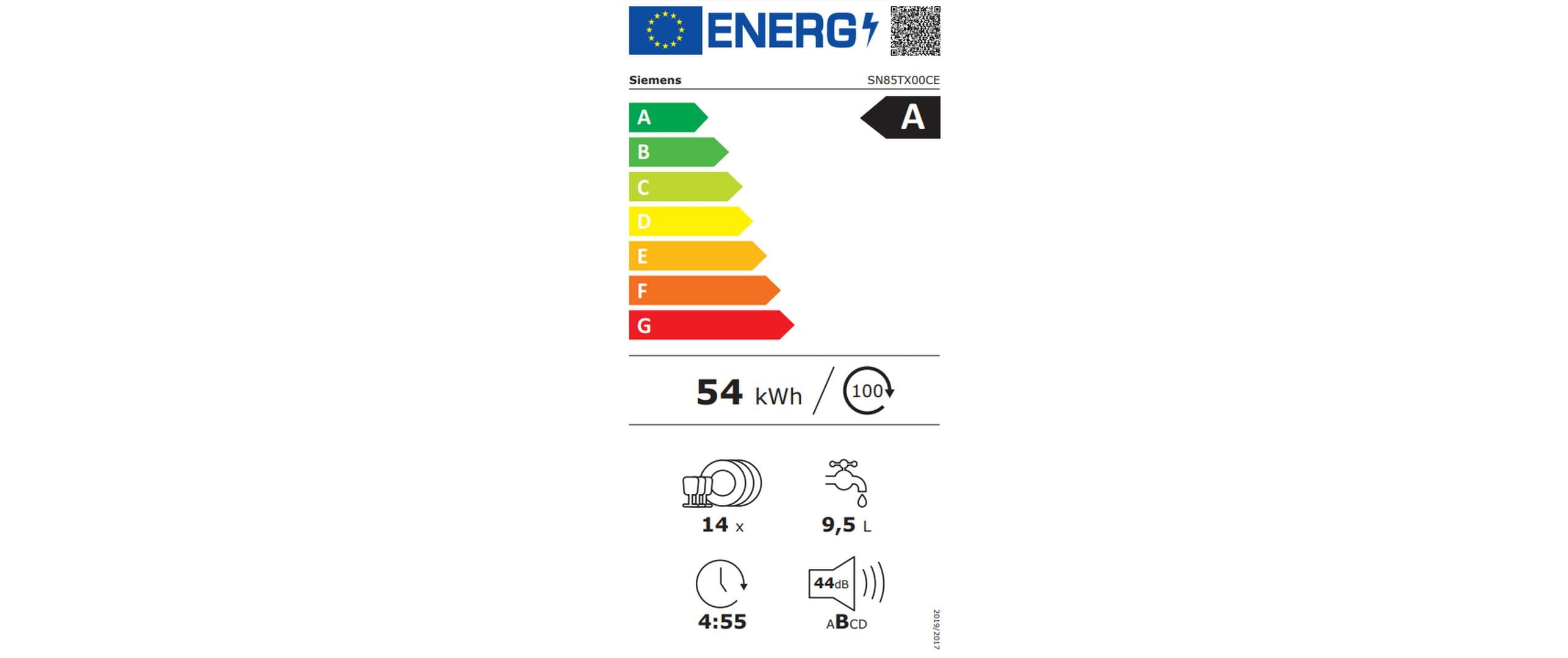 Siemens Einbaugeschirrspüler SN85TX00CE Vollintegriert, Energieeffizienzklasse EnEV 2020: A, Energieeffizienzklasse: Keine, Einbaunormen: Keine, Einbaumodell: Ja, Geräuschentwicklung in Betrieb: 44 dBA, Breite: 59.8 cm