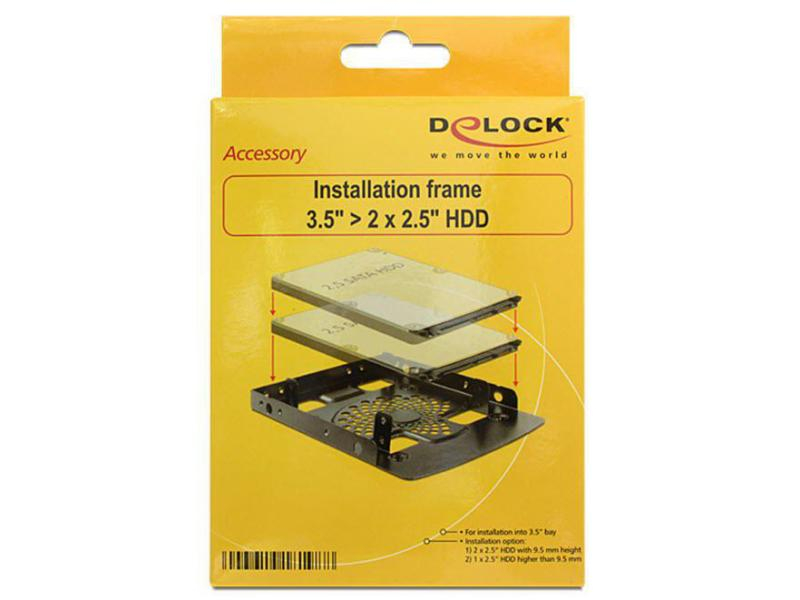 Delock HDD Einbausatz, 2x 2.5" HDD in 3.5", 2 Metalleinbaurahmen, für alle 2.5" Festplatten/SSD