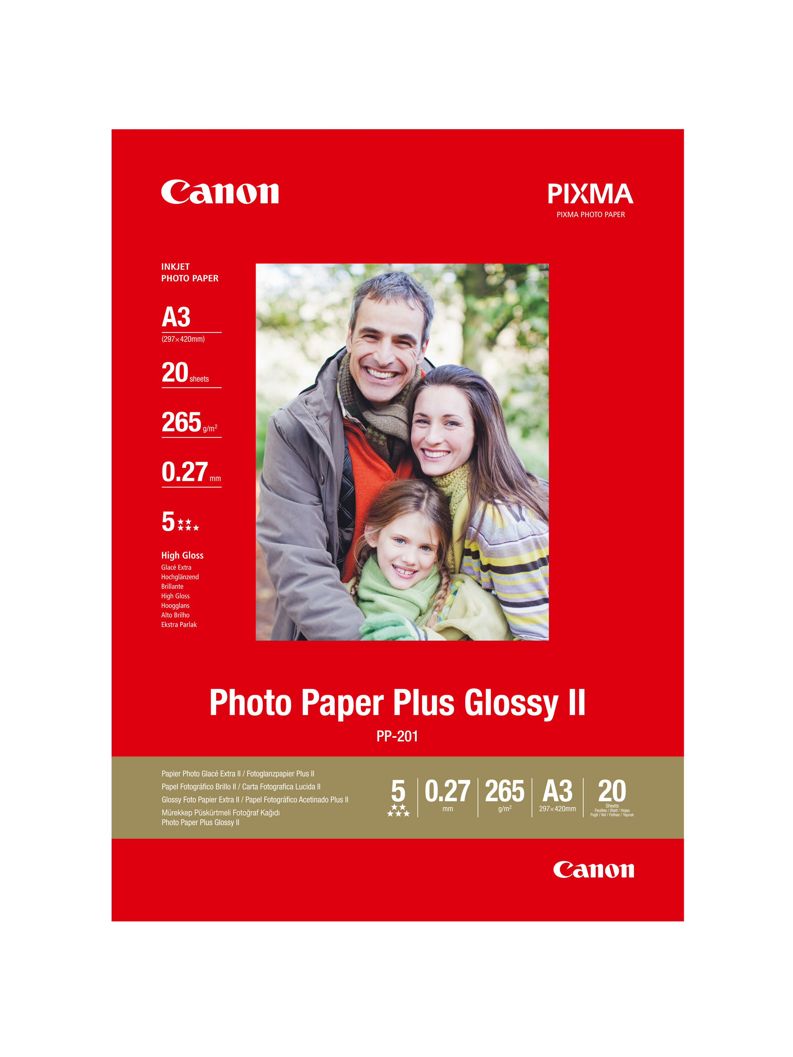 CANON Photo Paper Plus 265g A3 PP201A3 InkJet glossy II 20 Blatt