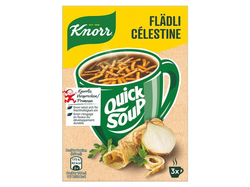Knorr Quick Soup Flädli 3 Portionen, Produkttyp: Instantsuppen, Ernährungsweise: Vegetarisch, Packungsgrösse: 34 g, Fairtrade: Nein, Bio: Nein, Natürlich Leben: Keine Besonderheiten