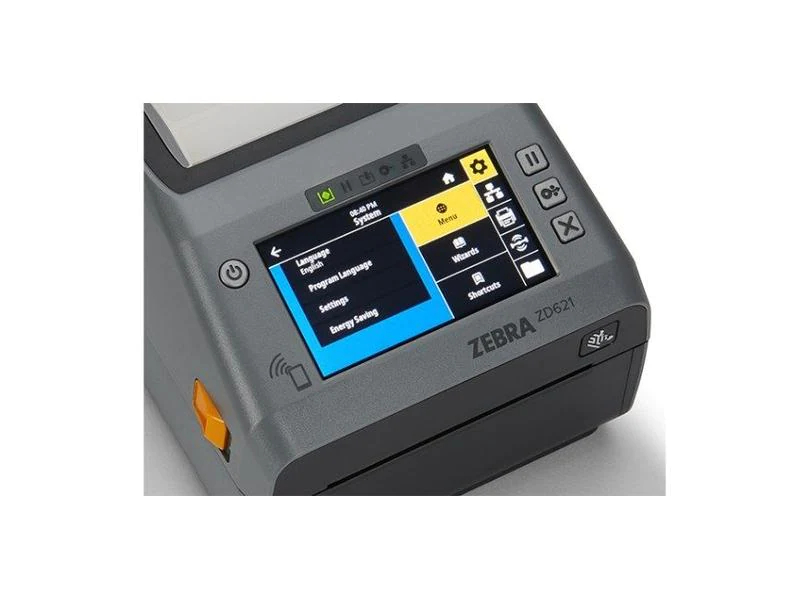 Zebra Technologies Etikettendrucker ZD621t 300 dpi LCD Cutter, Drucktechnik: Thermotransferdruck, Stromversorgung: Netzbetrieb, Druckmedien: Etiketten, Schnittstellen: RS-232, RJ-45 (LAN), USB, Bluetooth, WLAN, Medien Abschneidevorrichtung: Nein, Gehäuse