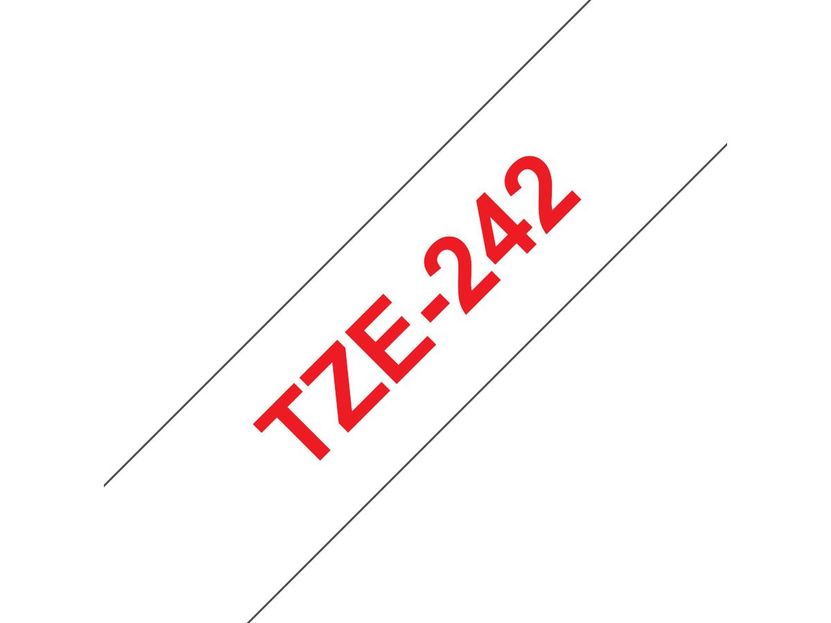 Brother Beschriftungsband TZE-242 Rot auf Weiss 18 mm