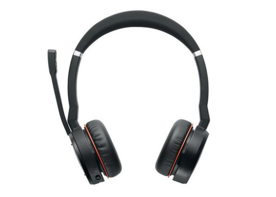 Jabra Evolve 75 MS Duo inkl. Link 370/ (Überkopfbügel)/ Active Noice Cancelation, USB Anschluss via Dongle, mit Mute-Taste, Rufannahme- und Beendigungstaste+ Lautstärke-Regler, Bluetooth, Busylight integr., bis zu 15 Std. Gesprächszeit, Zertifiziert f