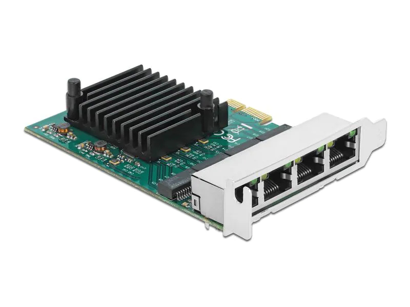 Delock Netzwerkkarte 4x 1Gbps, RTL8111 PCI-Express x1, Schnittstellen: RJ-45 (Ethernet), Schnittstellengeschwindigkeit: 10/100/1000 Mbit/s, Formfaktor: Low-Profile, Full-Height, Anwendungsbereich: Home, Small/Medium Business, Anschlussart: PCI-Express x1