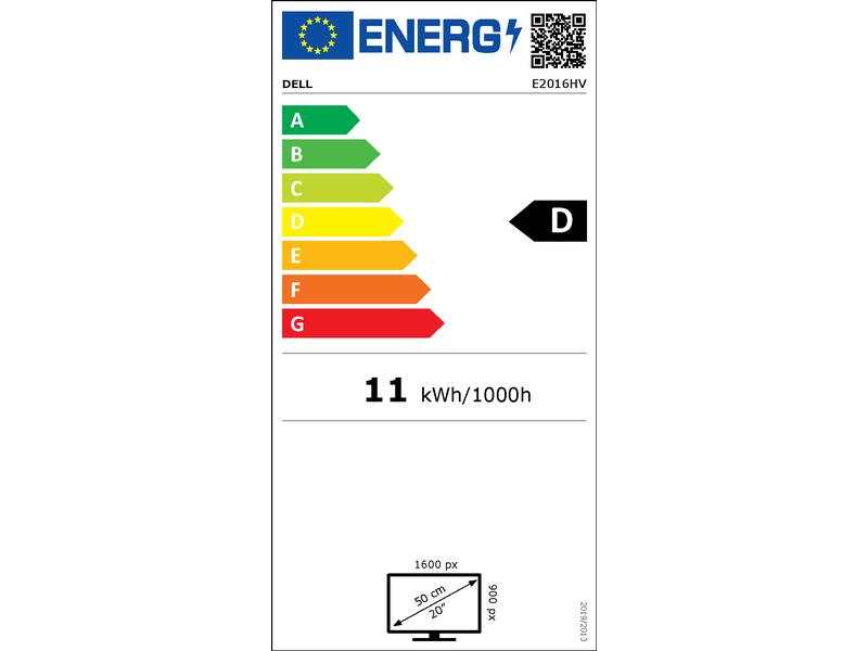 DELL 20 MONITOR E2016HV Dell 20 Monitor  E2016HV - 49.4cm(19.5") Black SWI  NMS CH