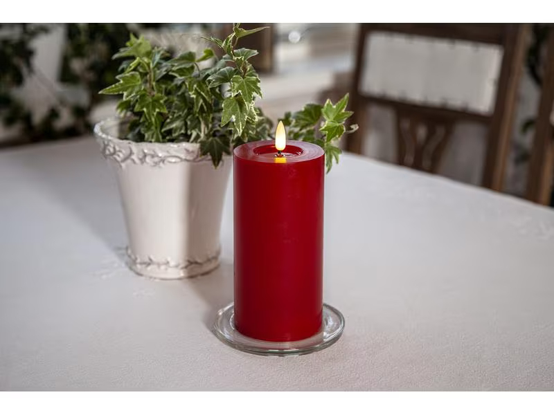 Star Trading LED-Kerze Pillar Flamme Flow, 17.5 cm, Rot, Betriebsart: Batteriebetrieb, Fernbedienung: Nein, Aussenanwendung: Nein, Höhe: 17.5 cm, Timerfunktion: Ja, Set: Nein