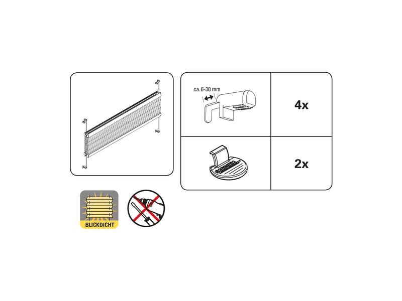 Gardinia Plissée Easyfix, blickdicht 40 x 130 cm, Weiss