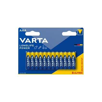 VARTA Alkaline Batterie "High Energy", Micro AAA, 8+4 GRATIS