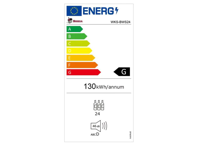 Kibernetik Weinklimaschrank Bodega BWS24 Rechts/Wechselbar, Beleuchtung: Ja, Energieeffizienzklasse EnEV 2020: G, Energieeffizienzklasse: Keine, Bauart: Freistehend, Einbaunormen: Keine, Tiefe: 45.5 cm