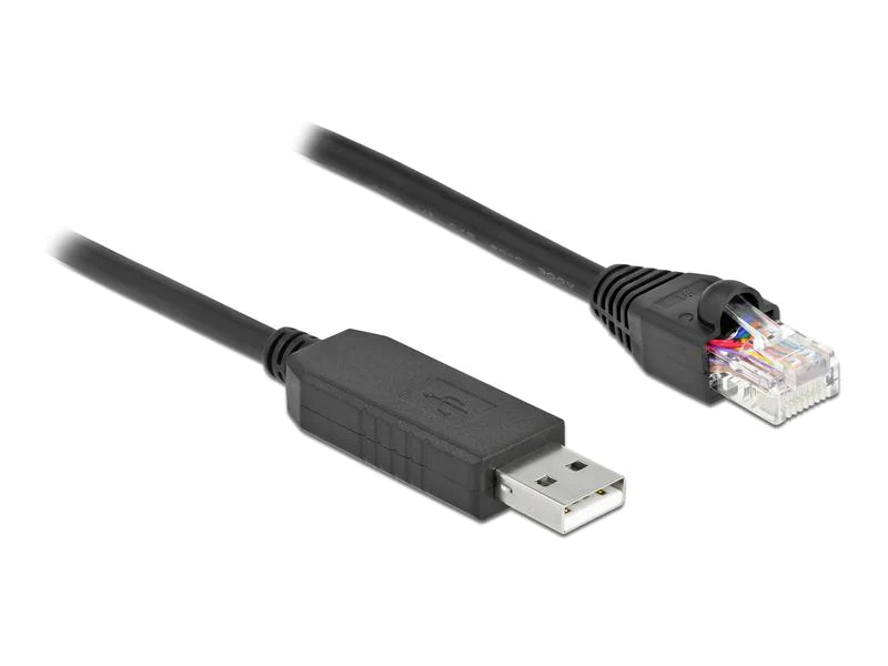 Delock Anschlusskabel USB-A zu RS-232 RJ45, 50 cm, Datenanschluss Seite B: RJ-45, Anzahl Ports: 1, Schnittstelle Hardware: USB 2.0, Formfaktor: Extern