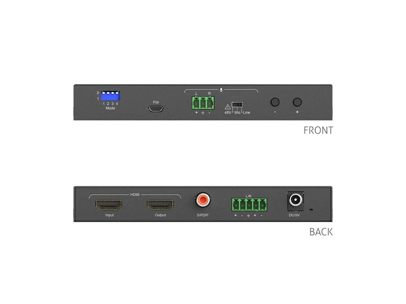 PureTools Audio Extraktor PT-C-HDAEDE HDMI, Eingänge: HDMI, 3 Pin Phoenix, Ausgänge: HDMI, Cinch