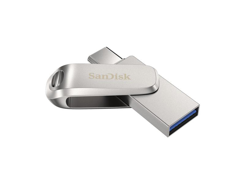 SanDisk USB-Stick Ultra Dual Luxe USB Type-C, 64 GB, Lesen: 150 MB/s, OTG, Metall, Grau