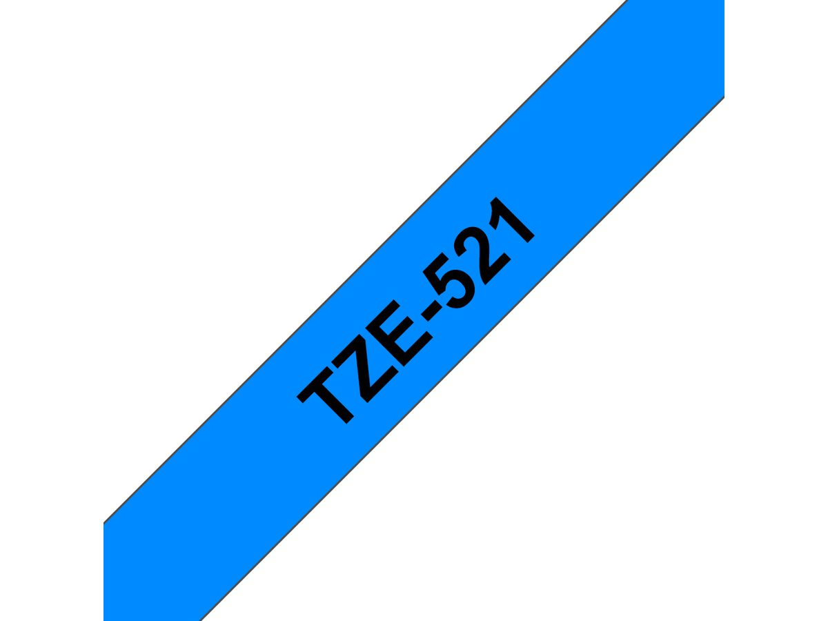 Brother Beschriftungsband TZe-521 Schwarz auf Blau 9 mm