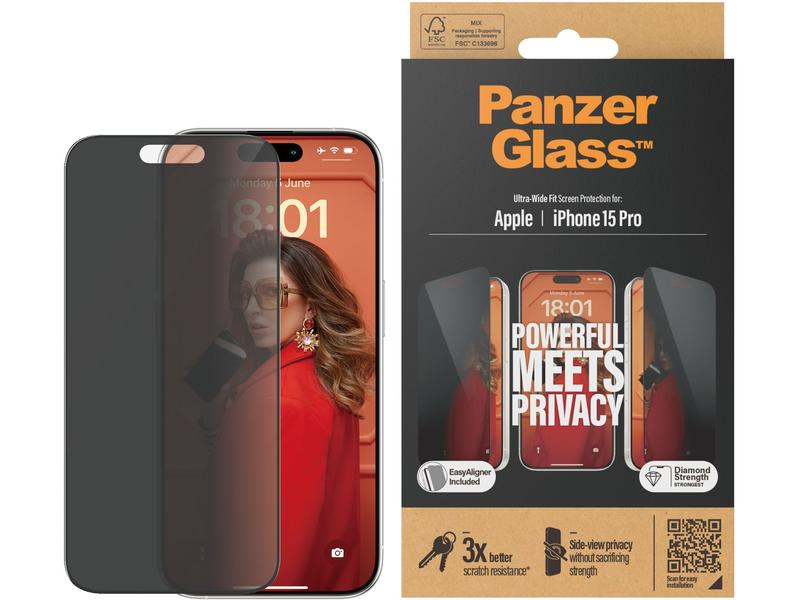 Panzerglass Displayschutz Ultra Wide Fit Privacy iPhone 15 Pro