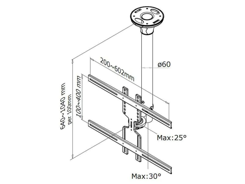 FPMA-C400SILVER 22-52" NewStar Flatscreen Ceiling Mount (Height: 64-105 cm) Silver