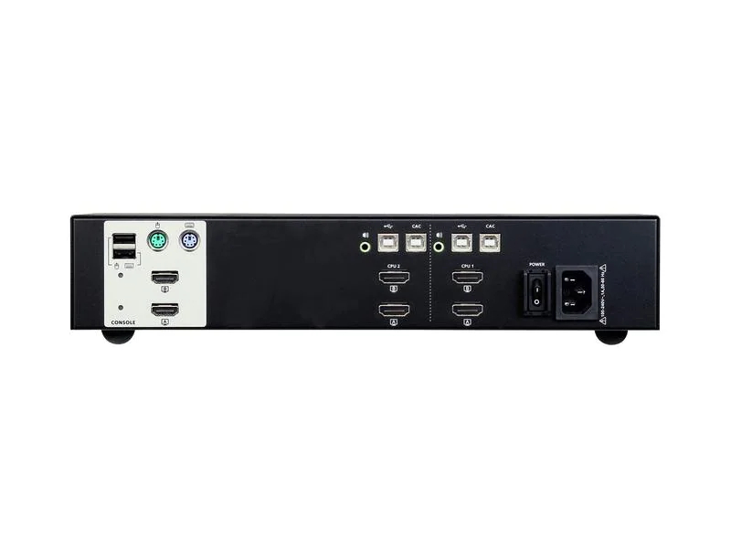 Aten KVM Switch CS1142H 4K 30 Hz, KVM-Art: Lokal, Anzahl Geräte: 2, Konsolen Ports: HDMI Typ A, 3.5 mm Kopfhöreranschluss, USB 2.0, PS/2, Computer Ports: USB 2.0, 3.5 mm Kopfhöreranschluss, HDMI Typ A, Montage: Desktop, Stromversorgung: Internes Netzte