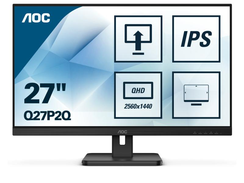 AOC Q27P2Q, 27 Zoll LED, 2560 x 1440 Pixel Full HD, 16:9, VGA HDMI USB, Schwarz