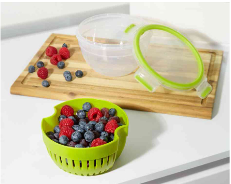 emsa Fruit Bowl CLIP & GO, 1,1 Liter, transparent/grün