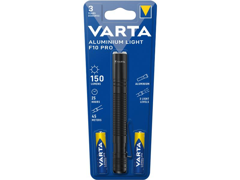 Varta Taschenlampe Light F10 Pro, Einsatzbereich: Outdoor & Camping, Wandern, Betriebsart: Akkubetrieb, Leuchtmittel: LED, Wasserfest: Nein, Leuchtweite: 23 m, Max. Laufzeit: 0 h
