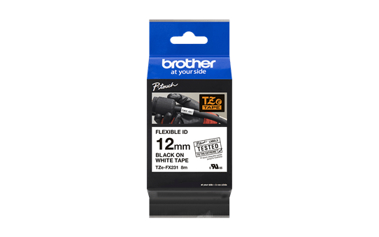 Brother PTOUCH TZe-FX231 Flexi-Schriftbandkassette, Schwarz auf Weiss, 12 mm breit