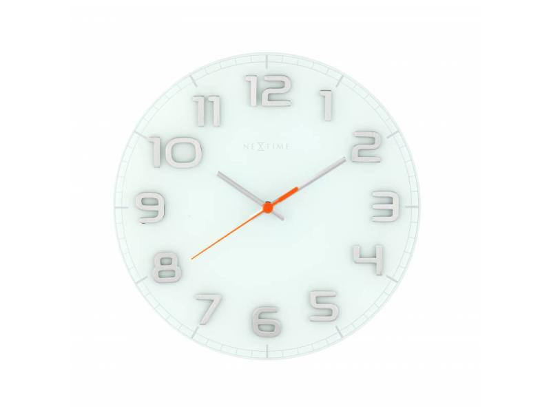 NeXtime Wanduhr Classy Round Weiss 30 cm, Uhrtyp: Analog, Material: Glas, Farbe: Weiss, Funktionen: Zeit, Form: Rund, Betriebsart: Batteriebetrieb