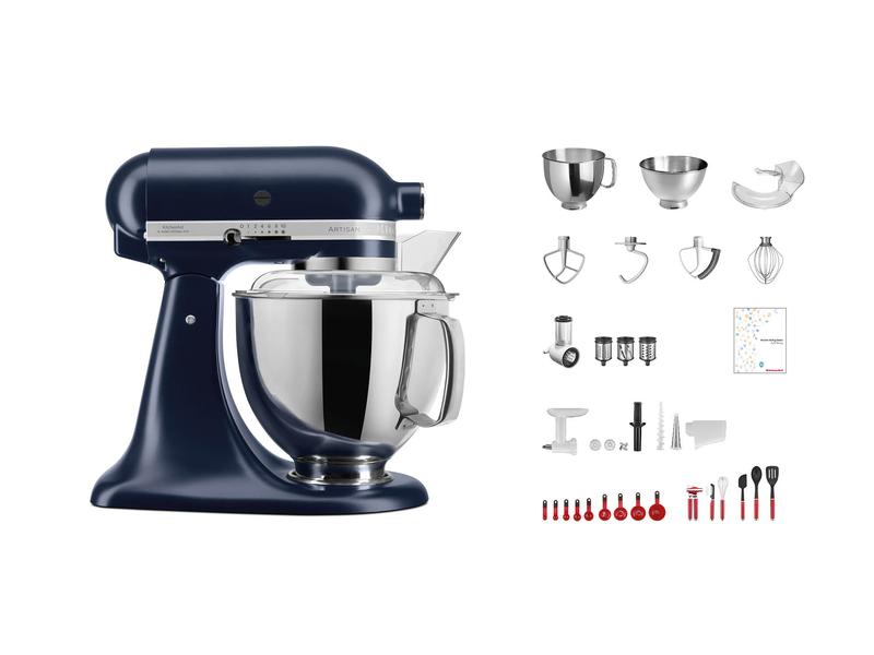 KitchenAid Küchenmaschine Artisan KSM200 Dunkelblau, Funktionen: Kneten, Rühren, Schlagen, Farbe: Dunkelblau, Gerätetyp: Küchenmaschine, Leistungsaufnahme Betrieb: 300 W, Material: Zinkguss, Timerfunktion: Nein