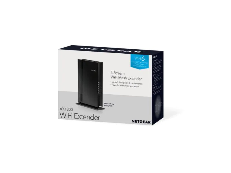 Netgear WLAN-Mesh-Repeater EAX20-100EUS, Abmessungen: 169.5 mm (B) x 241.7 mm (H) x 63.4 mm (T), Antennenanschluss: Antennen Intern vor verbaut, Breite: 169.5 mm, Frequenzband: 2.4 GHz, 5 GHz, Höhe: 241.7 mm, MU-MIMO: Nein