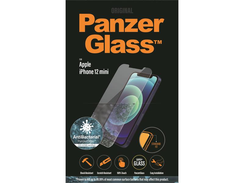 Panzerglass Displayschutz Standard Fit AB iPhone 12 mini, Mobiltelefon Kompatibilität: iPhone 12 mini, Folien Effekt: Kristallklar, Antibakteriell, Selbstklebend, Stossfest, Hochtransparent, Kratzfest, Fettabweisend, Verpackungseinheit: 1 Stück, Kompati