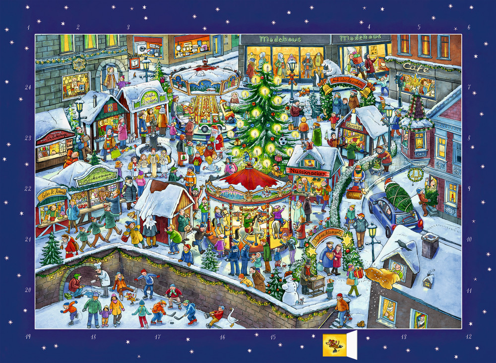 COPPENRATH Wandkalender 72535 Wimmeliger Weihnachtsmarkt