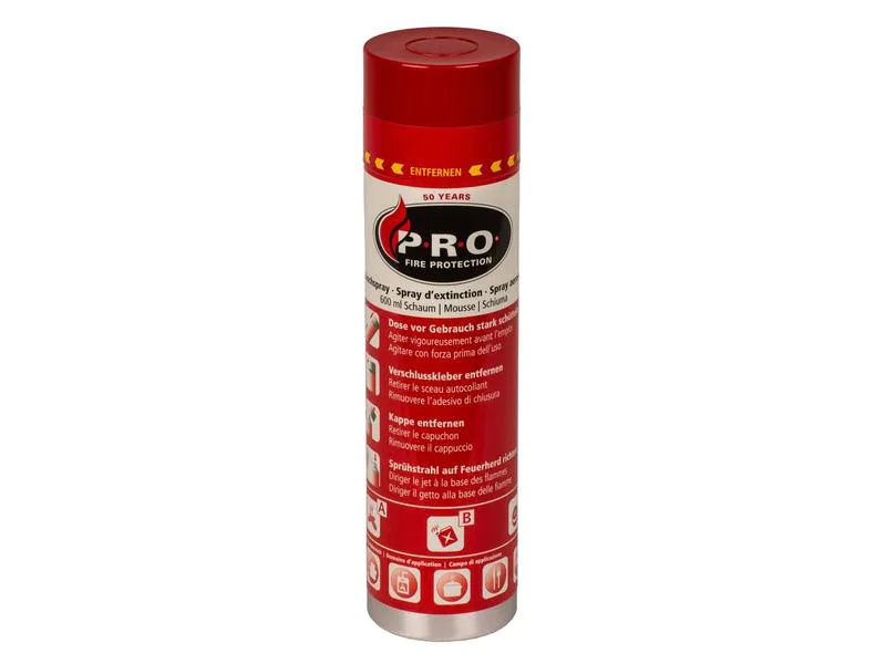 PRO Feuerlöschspray Schaum, 600 ml, 720 g Brandklasse ABF, Anwendungsbereich: Löschen, Produktart: Feuerlöschspray