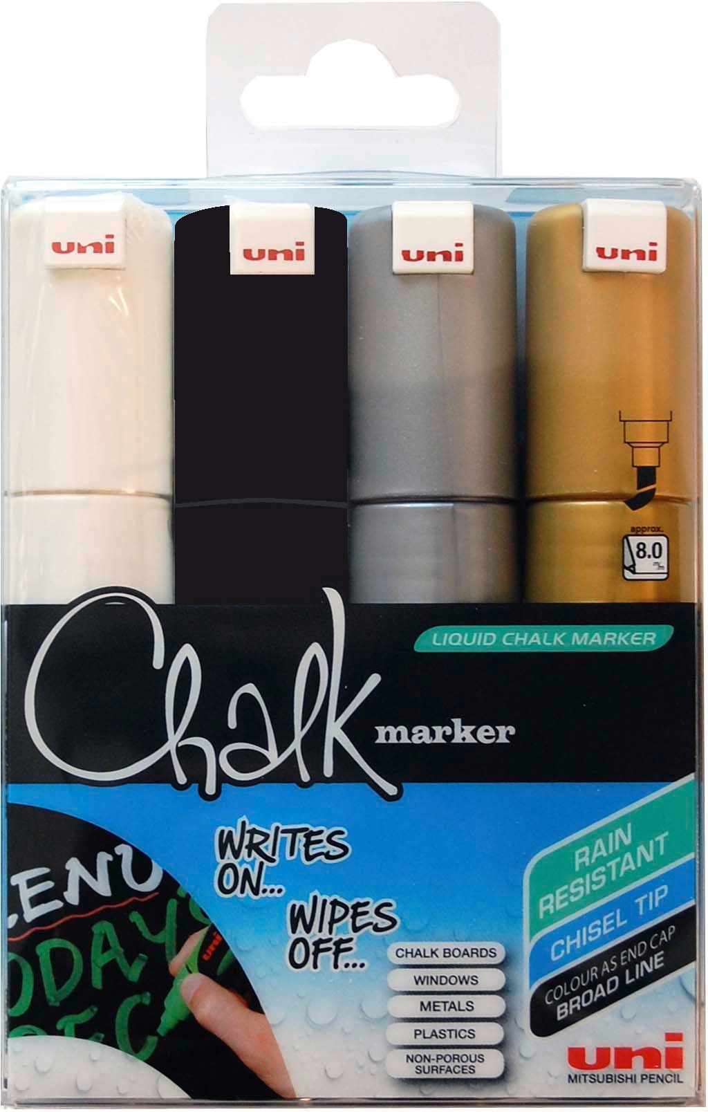 UNI-BALL Chalk Marker 8mm PWE8K.4C-5 4 Farben 4 Stück