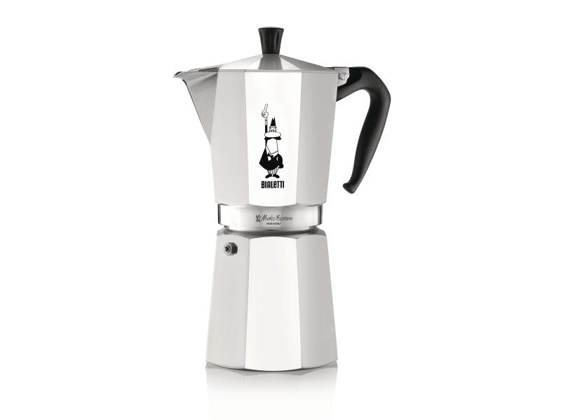 Bialetti Espressokanne Moka Express Oceana Silber, 12 Tassen, Betriebsart: Manuell, Kompatible Kochfelder: Glaskeramik, Gas, Halogen, Elektrisch, Farbe: Silber, Anzahl Tassen: 12 ×